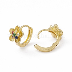 Красочные серьги-кольца с цветком сакуры из кубического циркония EJEW-M210-18G