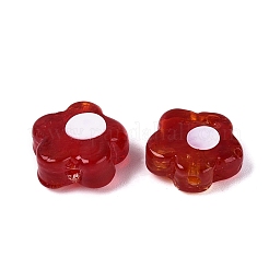 手作りランプワークビーズ  花  ファイヤーブリック  13.5~15x14.5~15x6~8mm  穴：1.2~1.6mm&nbsp;LA-N050-04D