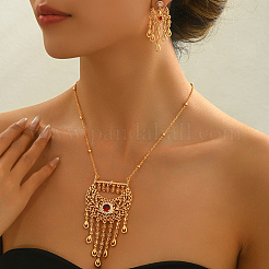 Комплекты ожерелий и серег в виде полой луны из латуни с кубическим цирконием в этническом стиле для женщин и вечеринок&nbsp;RS4463