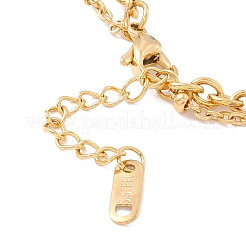 PVD 真空メッキ 304 ステンレス チェーン マルチ連 ブレスレット、合成ターコイズ ビーズ付き  女性のためのハートチャームブレスレット  ゴールドカラー  7-3/8インチ（18.6cm）&nbsp;STAS-P304-05G