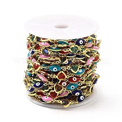 Цепь ручной работы из латуни с эмалью от сглаза CHC-I045-21G