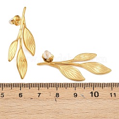 Серьги-гвоздики из нержавеющей стали 304 в форме листа EJEW-P332-02G