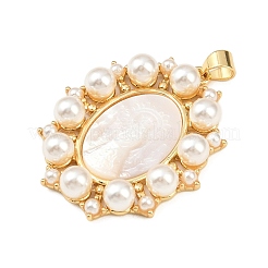 Овальные подвески из натуральной белой ракушки KK-F919-46G