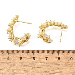 Серьги-гвоздики из латуни с микропаве и прозрачным кубическим цирконием&nbsp;EJEW-R018-02G