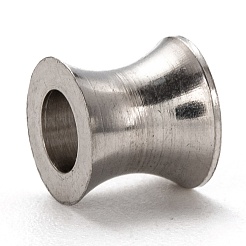 変色しない201ステンレススチールビーズ  大穴ビーズ  凹型カラム  ステンレス鋼色  8x7mm  穴：4mm&nbsp;STAS-L255-010A-P