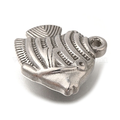 変色防止304ステンレススチールペンダント  魚のチャーム  ステンレス鋼色  17x17.5x6mm  穴：1.8mm&nbsp;STAS-M075-11P