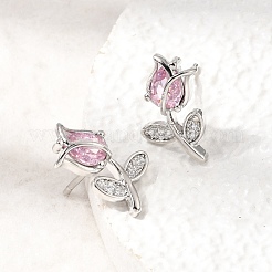 Boucles d'oreilles en laiton avec zircone cubique de micro pave&nbsp;KK-CBA8324-19P-02