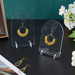 Подставки для сережек из акрила в форме арки с наклонной спинкой и шкалой&nbsp;EDIS-FG0001-74