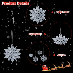 36шт снежинка пластиковая подвеска украшения&nbsp;DIY-CP0013-33B