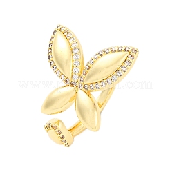 Латунные кольца-манжеты с микропаве и прозрачным цирконием для женщин&nbsp;RJEW-U047-20G