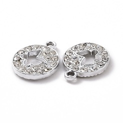 合金クリスタルラインストーンペンダント  バタフライチャームをくり抜いたフラットラウンド  プラチナ  19x15x3mm  穴：2mm&nbsp;ALRI-C008-30P