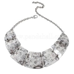 Collane a pettorina trapezoidali vintage boho in lega e ferro con texture per donna&nbsp;WG7697B-01
