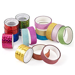 22 рулон 2 стилей лазерная сияющая БОПП пластиковая декоративная клейкая лента для альбома&nbsp;AJEW-TA0002-10