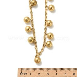 Ожерелья из нержавеющей стали 304 с круглыми шариками и кисточками для женщин&nbsp;LS-NJEW-C088-02G
