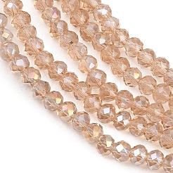 電気メッキガラスビーズセット  ABカラーメッキ  ファセットロンデル  リネン  3x2mm  穴：0.5mm  約135~140個/連  32~34cm&nbsp;X-EGLA-R048-2mm-33