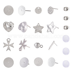 100 pieza de aretes de acero inoxidable 304 con formas mixtas y accesorios&nbsp;STAS-TA0005-88