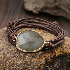 Bracelets à maillons en perles de labradorite naturelle&nbsp;BJEW-WH20031-007A