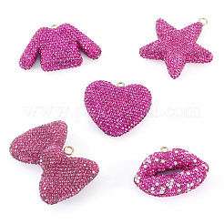 5 Stück 5 Stile handgemachte Polymer Clay Glas Strass große Anhänger&nbsp;RB-BT0001-04
