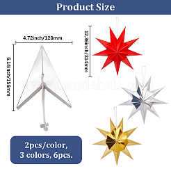 6 pendentif étoile en papier de 3 couleurs&nbsp;HJEW-GF0001-66A