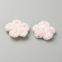 桃の花手作りかぎ針編み綿飾りアクセサリー  diyの裁縫工芸品の装飾用  ミスティローズ  16~17x16~17x2~2.5mm&nbsp;AJEW-WH0326-53F