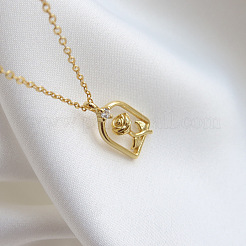 925 подвеска в виде арки из стерлингового серебра с прозрачным кубическим цирконием и цветком розы FS-WG4E11B-01