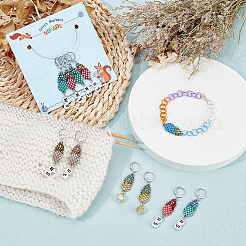 Подвесные маркеры петель с замком из сплава эмали и акрила HJEW-AB00107