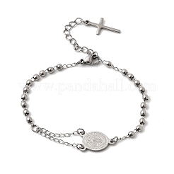 Браслеты из нержавеющей стали 304 с крестом Святого Бенедикта для женщин&nbsp;BJEW-K295-02P