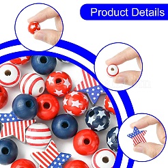 Расписные бусы из натурального дерева WOOD-YW0001-17