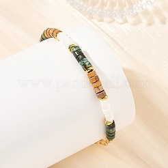 Pulseras de cuentas de jaspe natural y turquesa africana natural (jaspe)&nbsp;BJEW-JB14427