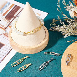 6 шт. 2-цветный прямоугольник с крестообразным покрытием из латуни с микропаве прозрачных кубических цирконий для застежек для часов KK-BC0009-77