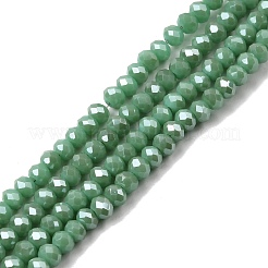多面的ロンデルフルレインボーメッキ電気メッキガラスビーズ連売り  アクアマリン  2.8~3x2mm  穴：0.8mm  約140個/連  32cm&nbsp;EGLA-M004-2mm-A15