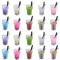 40個10色のプラスチックカップペンダント  模造バブルティーチャーム  樹脂の内側と鉄パーツ  ミックスカラー  23~28x13~17x13mm  穴：1.8mm&nbsp;CRES-SC0003-39