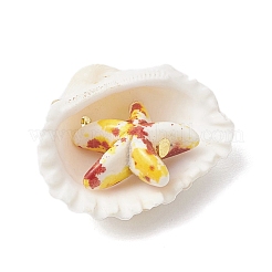 Подвески в виде морских звезд из натуральной ракушки и окрашенной синтетической бирюзы PALLOY-JF04121-02