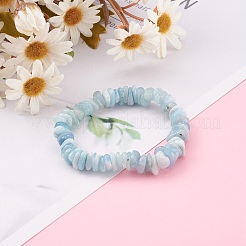 Чипсы натуральный аквамарин бусины эластичные браслеты&nbsp;X-BJEW-JB05989