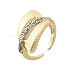 Латунные кольца-манжеты с микропаве и прозрачным цирконием для женщин RJEW-G347-04G