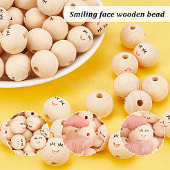 100шт деревянные бусины с принтом WOOD-PH0002-67