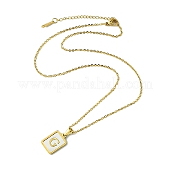 Collar colgante de acero inoxidable 304 con letra inicial y rectángulo con baño de iones (IP)&nbsp;NJEW-R265-04G-G