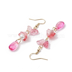 5 пара двухцветных стеклянных подвесных сережек EJEW-JE06297