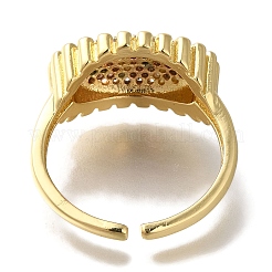 Покрытие стойки овальные латунные прозрачные кольца с фианитом открытые манжеты&nbsp;RJEW-S411-26G