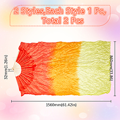 2 éventail de danse du ventre en bambou de 2 styles avec long voile en polyester&nbsp;AJEW-GO0001-36