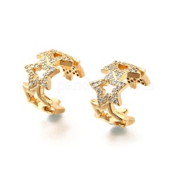 Латунные серьги-манжеты из прозрачного кубического циркония&nbsp;EJEW-F370-02G