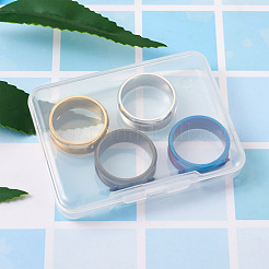 4 шт. 4 цвета из нержавеющей стали с рифлеными кольцами для пальцев STAS-TA0002-14A