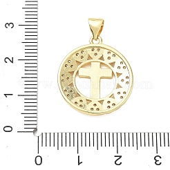 Ciondoli a croce religiosa in ottone con micro pavé di zirconi cubici trasparenti&nbsp;CU-CBA83A6-03C-G02