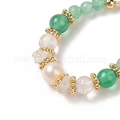 Регулируемые кольца из натурального зеленого агата RJEW-C090-01G