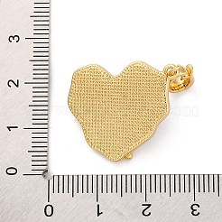 真鍮製エナメルペンダント  カドミウムフリー＆ニッケルフリー＆鉛フリー  ABSの模造パールと  18KGP本金メッキ  花のチャーム付きハート  ライトサーモン  35mm  穴：6x4.5mm&nbsp;KK-S502-09G-B