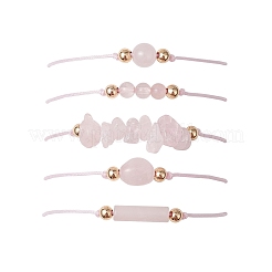 5 Stück 5 Stile natürliche Rosenquarz geflochtene Perlenarmbänder&nbsp;BJEW-JB11681-03