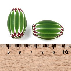 手作りミッレフィオーリガラスビーズ  シェブロンビーズ  オーバル  ライムグリーン  27~28.5x17~20mm  穴：3~6mm&nbsp;GL-CBAAE72-01A-05