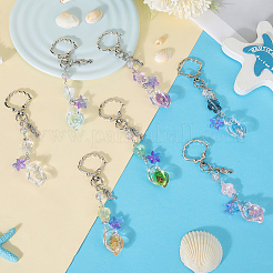 7 шт. 7-цветные светящиеся прозрачные акриловые и стеклянные подвесные украшения&nbsp;HJEW-SC00105