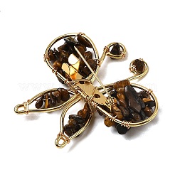 Брошь-бабочка из натурального тигрового глаза G-A278-02G-02