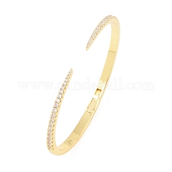 Браслеты из латуни с микропаве и прозрачным фианитом на шарнирах&nbsp;BJEW-F528-01G